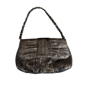 Rafe Shoulder bag chain detail dark gray Snakeskin
